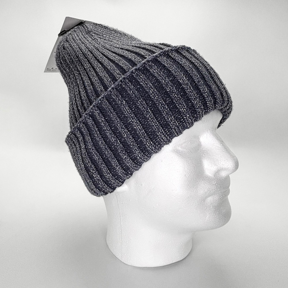 NEW Nike Beanie Hat Blue Heather Rib Knit Fleece Lined Cuffed NWT One Size Women - Picture 8 of 8